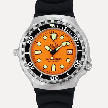 Ratio FreeDiver Version 02 Helium Safe 1000M Sapphire Quartz Orange Dial 1038EF102V-ORG-V02 Men's Watch - Ratiowatches