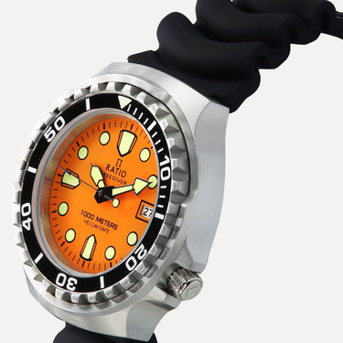 Ratio FreeDiver Version 02 Helium Safe 1000M Sapphire Quartz Orange Dial 1038EF102V-ORG-V02 Men's Watch - Ratiowatches