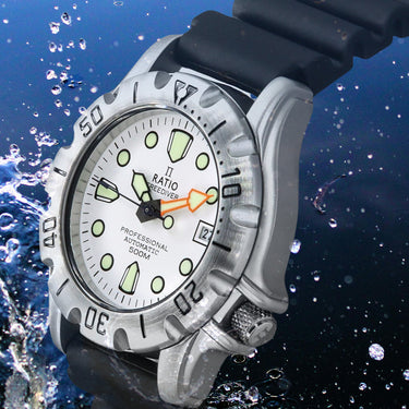 Ratio FreeDiver Professional 500M Sapphire White Dial Automatic 32BJ202A-WHT Men's Watch - Ratiowatches