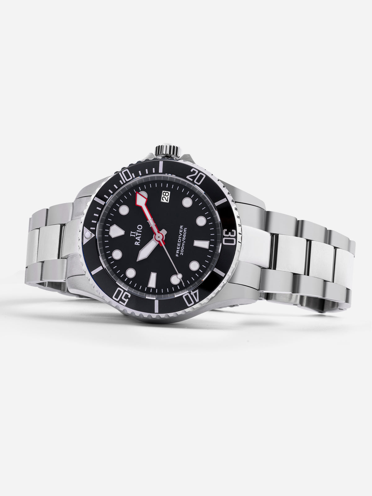 Ratio FreeDiver Sapphire Stainless Steel Black Dial Quartz RTF031 200M Men's Watch