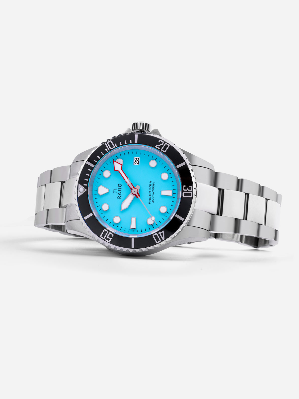 Ratio FreeDiver Sapphire Stainless Steel Ice Blue Dial Quartz RTF032 200M Men's Watch