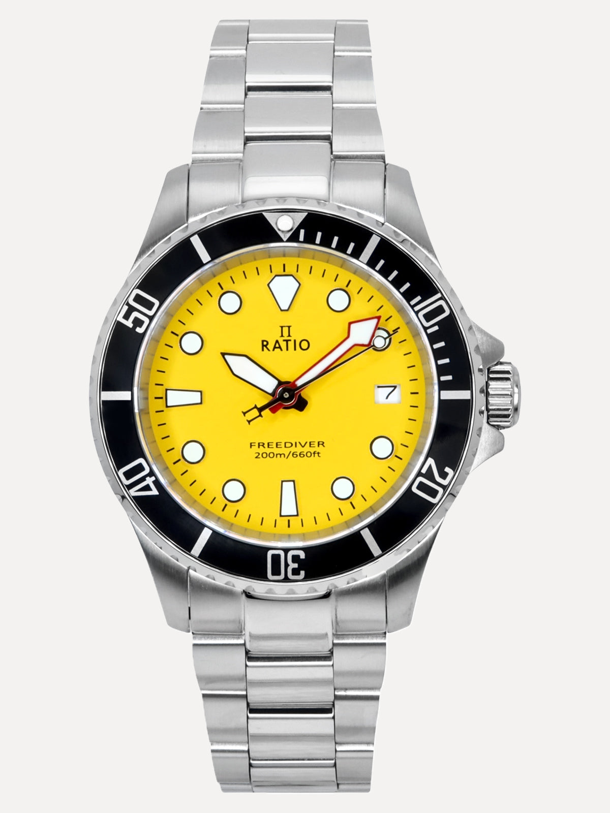 Ratio FreeDiver Sapphire Stainless Steel Yellow Dial Quartz RTF034 200M Men's Watch