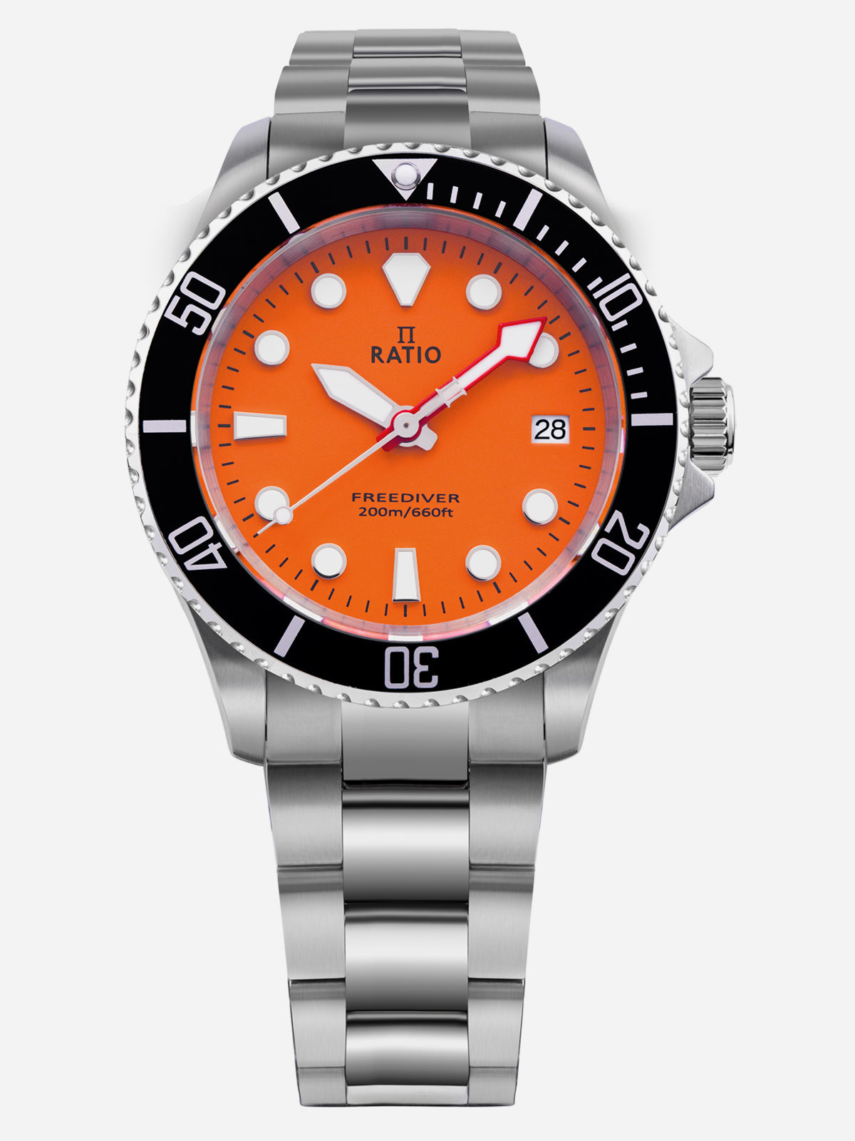 Ratio FreeDiver Sapphire Stainless Steel Orange Dial Quartz RTF035 200M Men's Watch