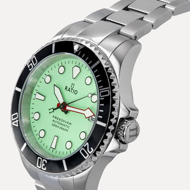 Ratio FreeDiver Sapphire Stainless Steel Green Dial Automatic RTF049 200M Men's Watch - Ratiowatches