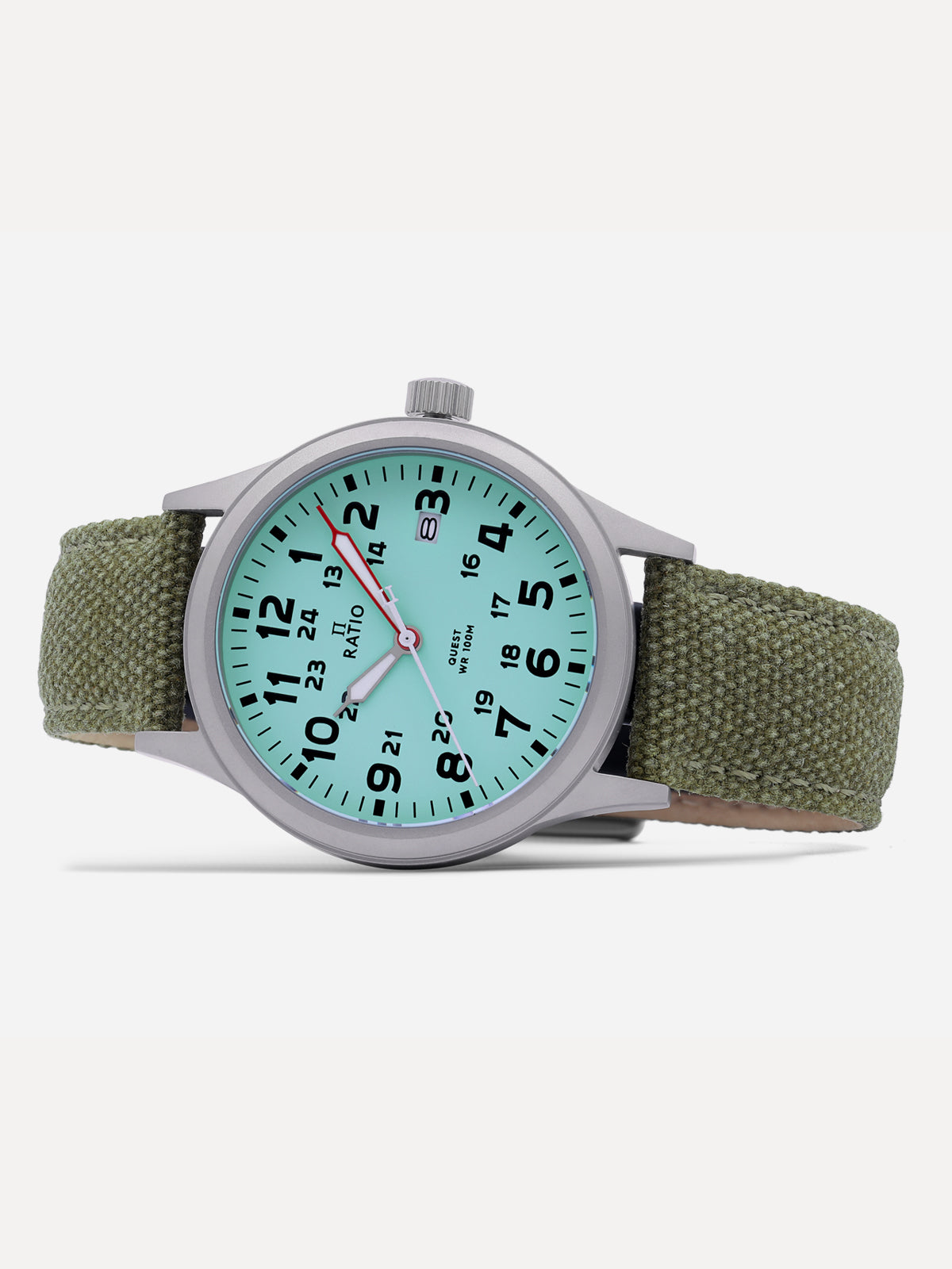 Ratio Quest Men's Field Watch Sapphire Canvas Strap Quartz RTQ021 100M Lewis And Clark Edition