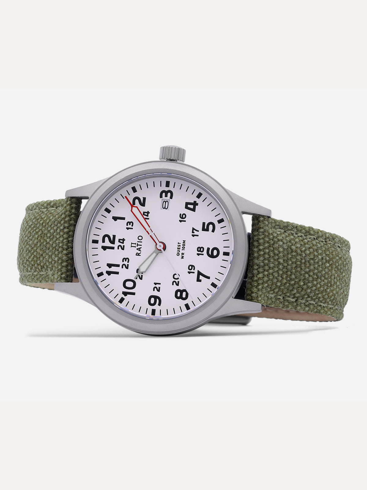 Ratio Quest Men's Field Watch Sapphire Canvas Strap Quartz RTQ027 100M Lewis And Clark Edition